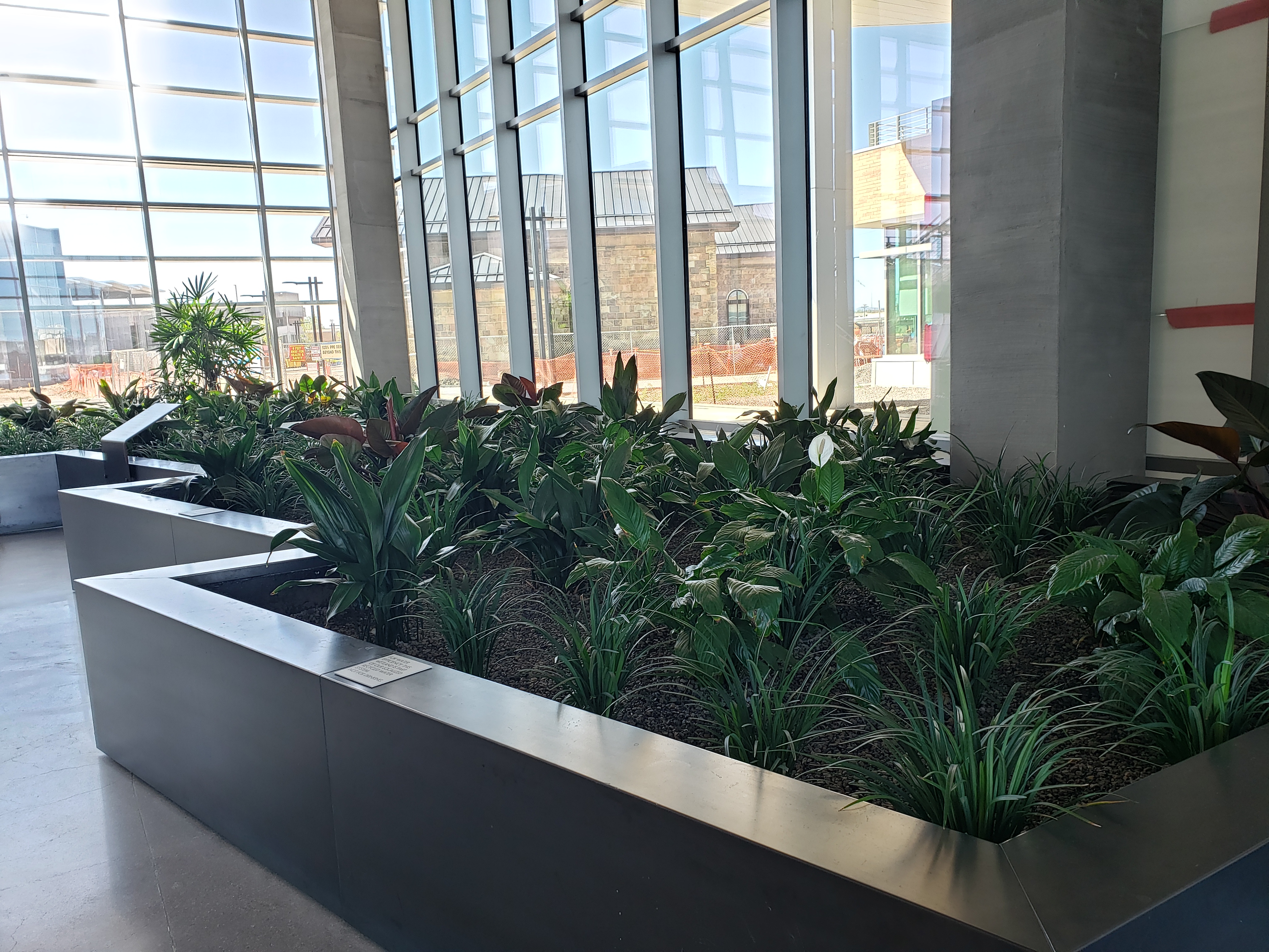 The Administration Building has an on-site wastewater treatment system, ReUse For Us (RUFUS), that utilizes the plants in the lobby to help purify the water. 