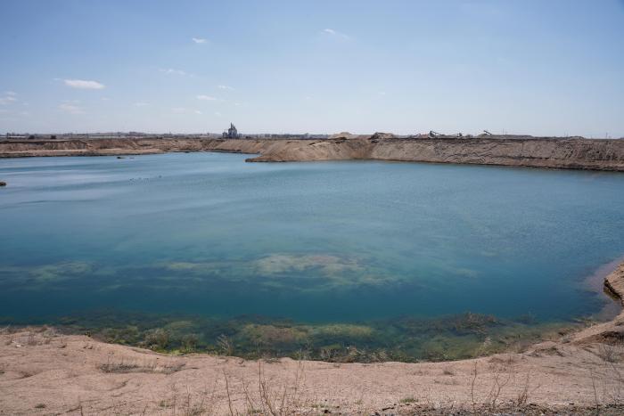 The south Lupton Lake is still an active sand and gravel mine. Both lakes are scheduled to be in operation by 2036. Photo credit: Denver Water.