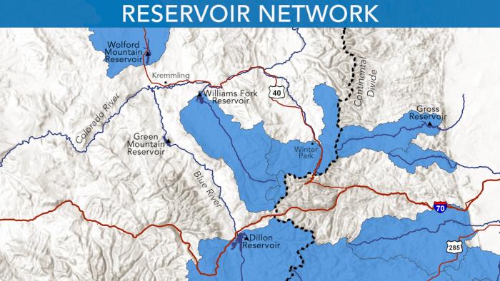 Map showing how Dillon and Green Mountain reservoirs are connected