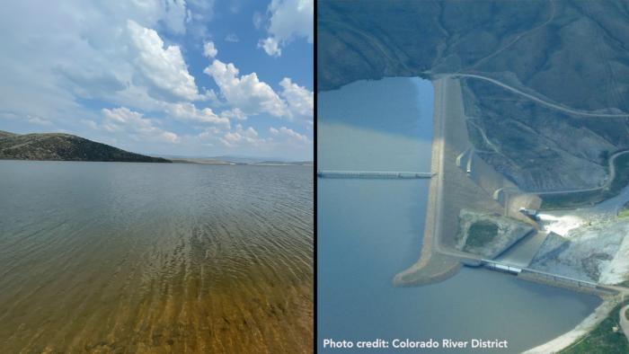 Photos showing Williams Fork and Wolford reservoirs