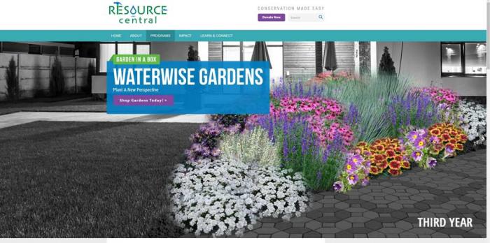 A website showing a rendering of a garden in full bloom. 