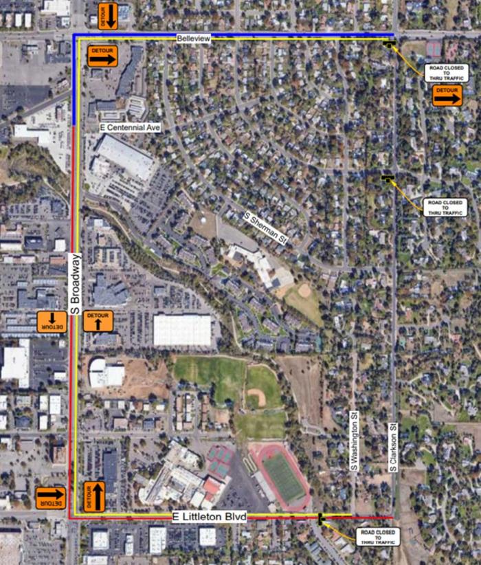 Intersection of South Clarkson Street and East Sunset Ridge Street will be closed during project. 