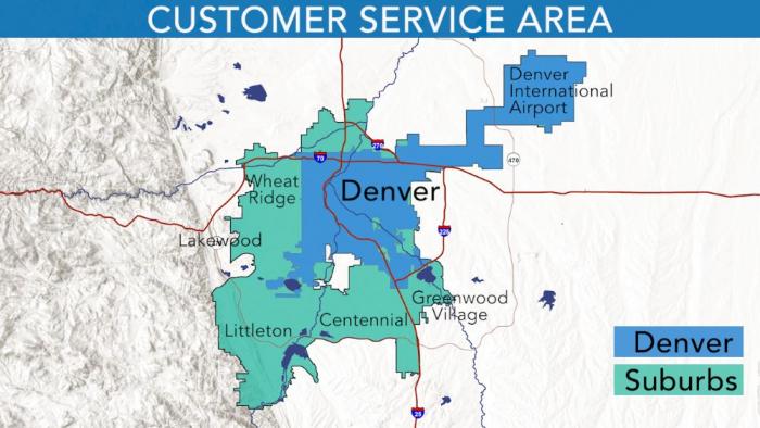 Map of Denver Water's customer service boundaries 
