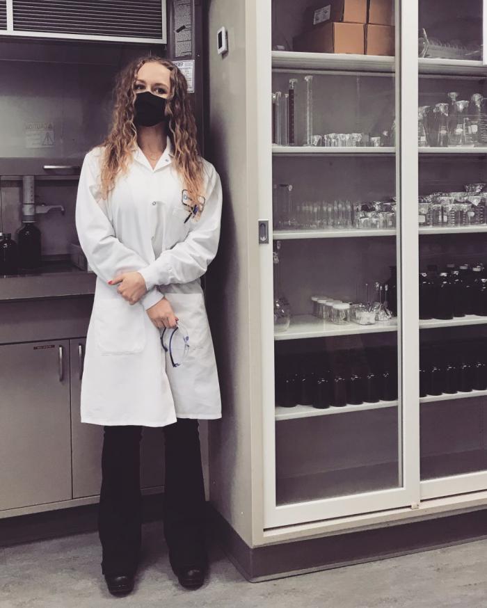 Woman in water quality lab