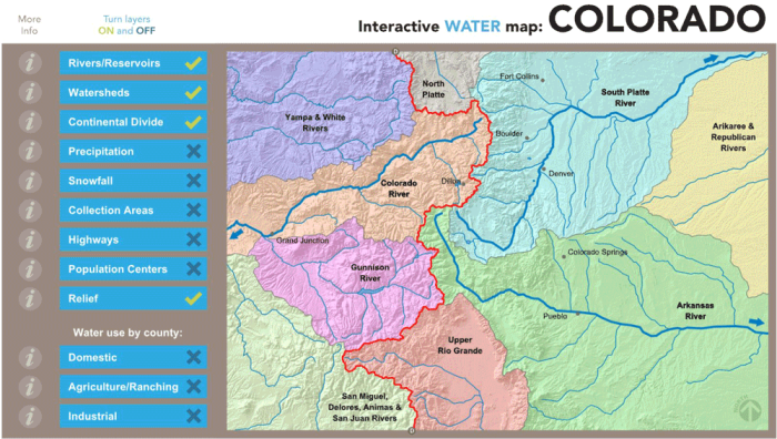 Map that details water in Colorado