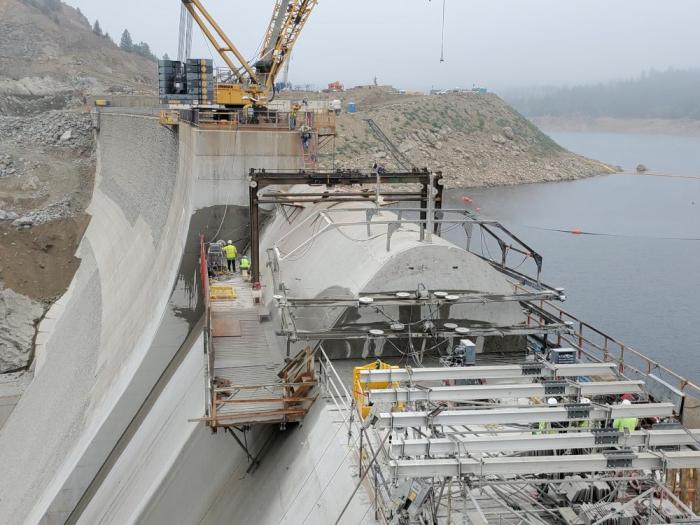 Construction on top of Gross Dam