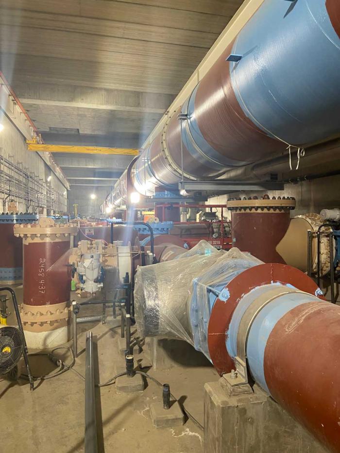 Large pipes inside Northwater Treatment Plant