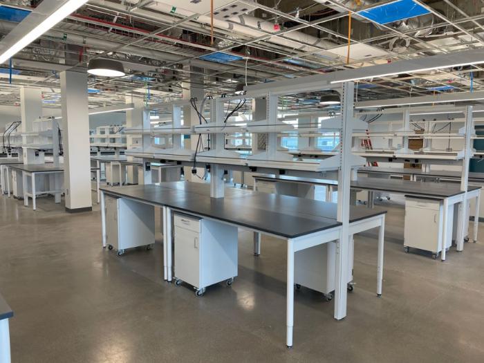 Rows of laboratory tables
