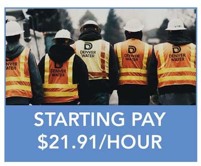 Starting pay for a utility technician is $21.91 per hour at Denver Water. 