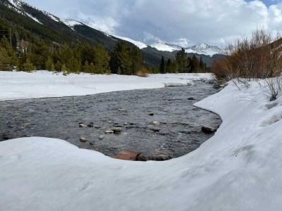 Melted snow in Ten Mile Creek flows toward Dillon Reservoir in April 2023.