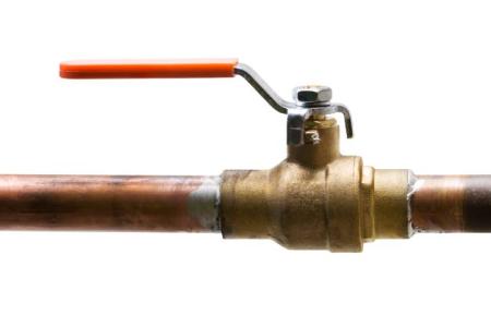 A pipe with a shut-off valve.