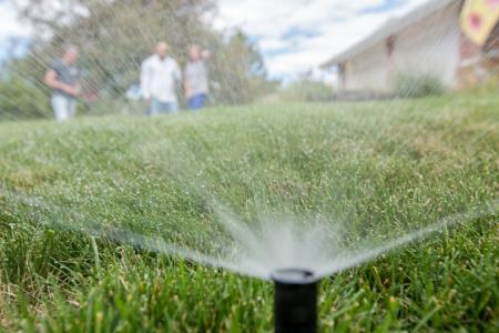 Many customers in Denver Water’s service area use 18 gallons per square foot or more to water bluegrass lawns. Experts say only 12 gallons per square foot is required to keep the grass lush and healthy. Photo credit: Denver Water.