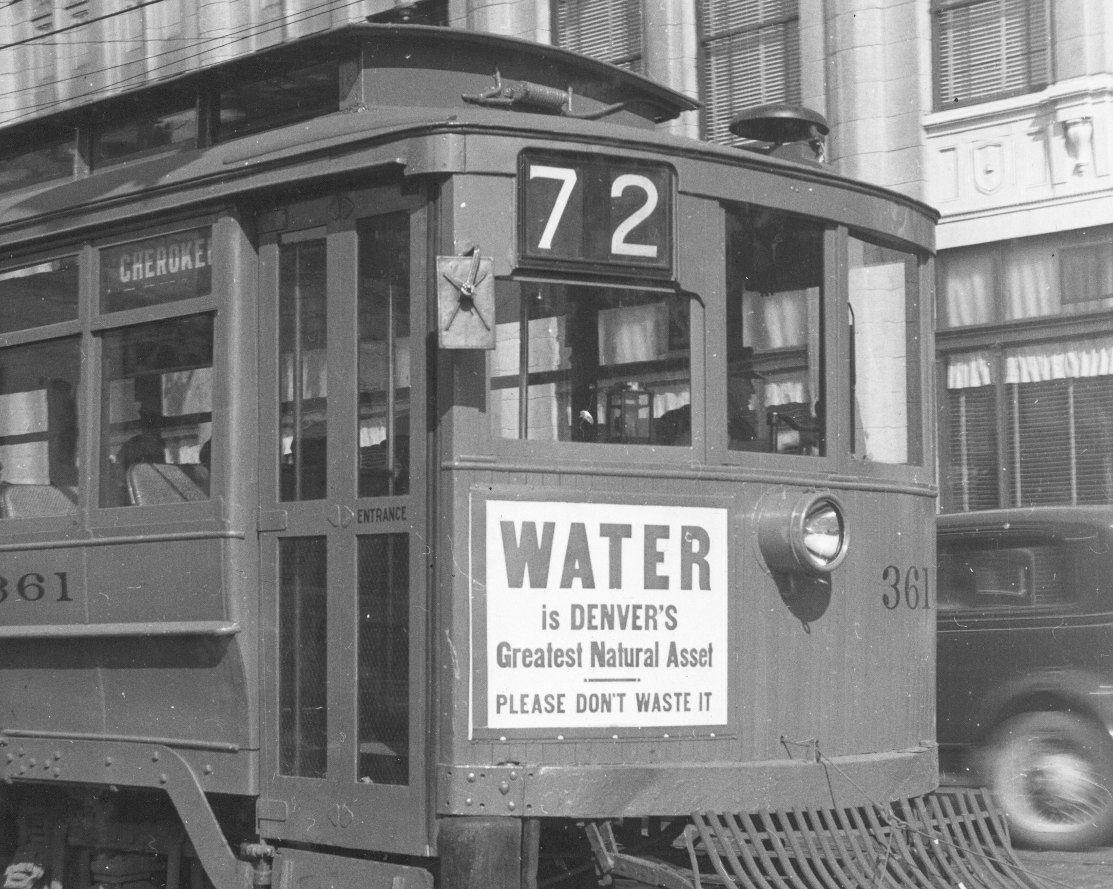 Picture taken on May 9, 1936 of Denver Water conservation message.