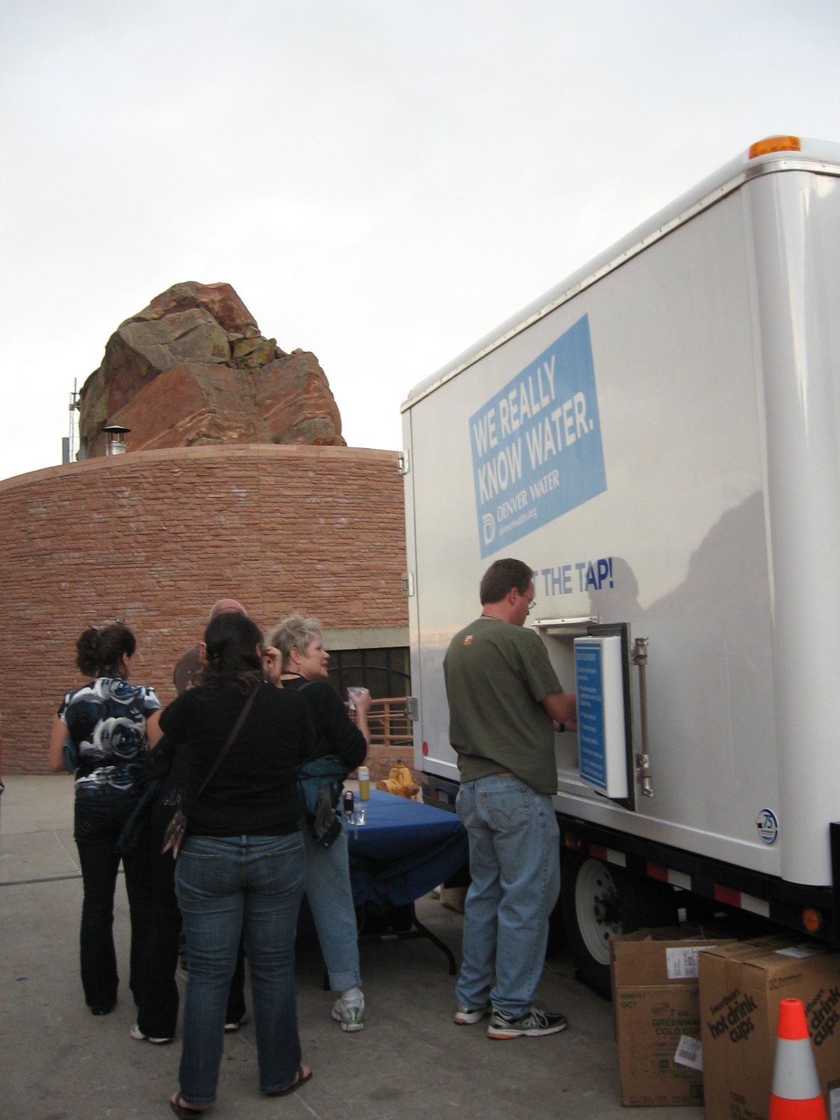 Denver Water’s water trailer was debuted during the 2008 Democratic National Convention, when it was used to hydrate convention goers at various events, including one at Red Rocks Amphitheatre, pictured here.