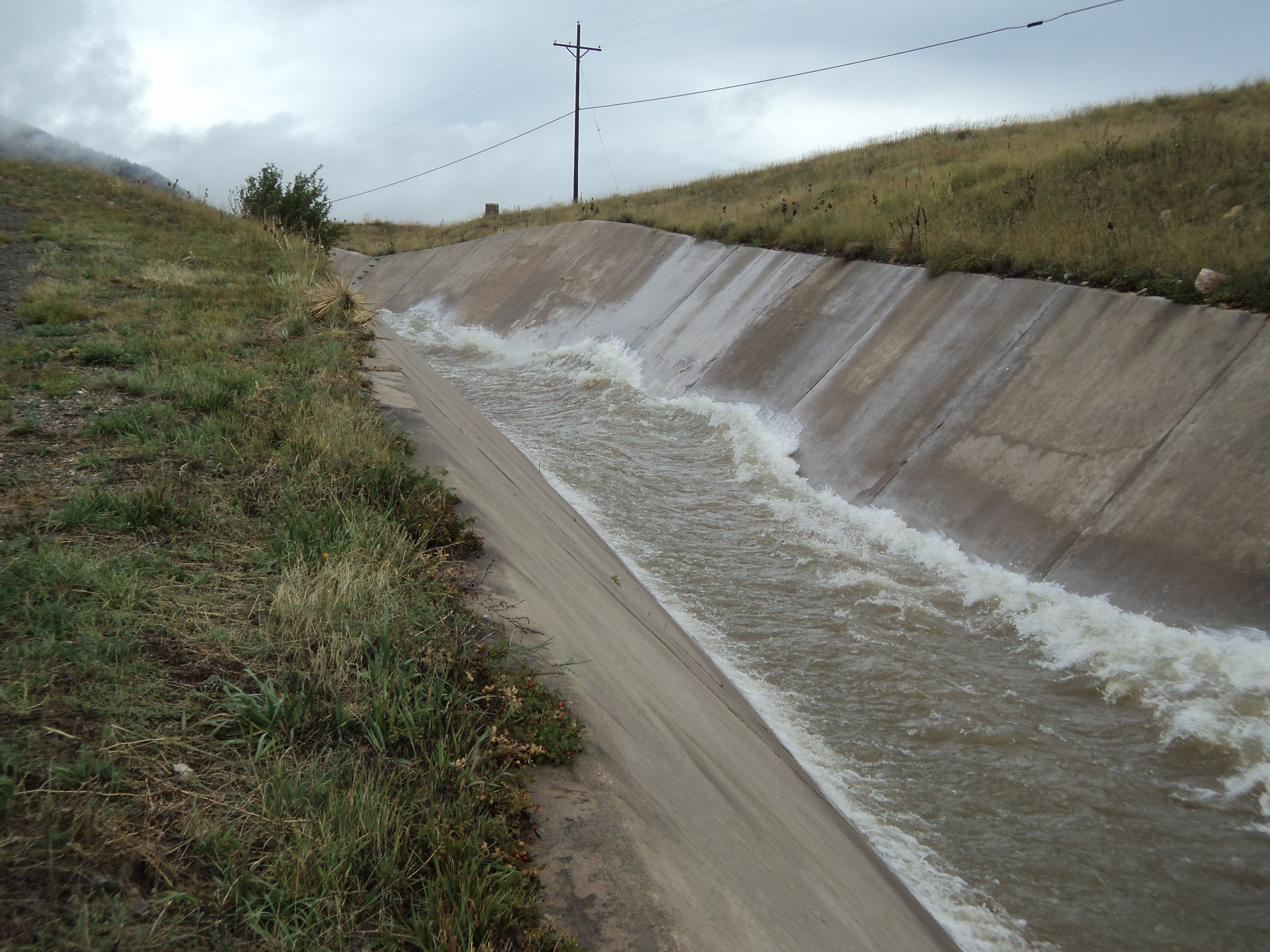 Water rushes down Ralston's spillway.