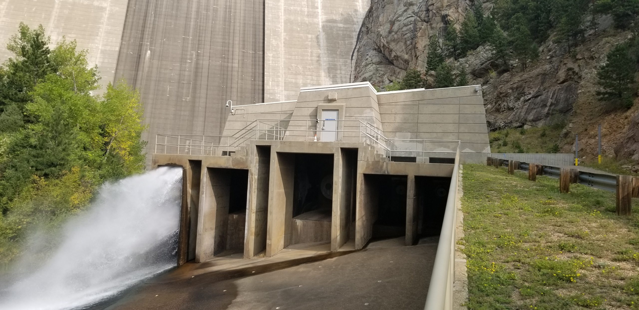 Outlet works ensure dams can safely discharge reservoir water into streams and canals at the base of the dam face. Photo credit: Denver Water.