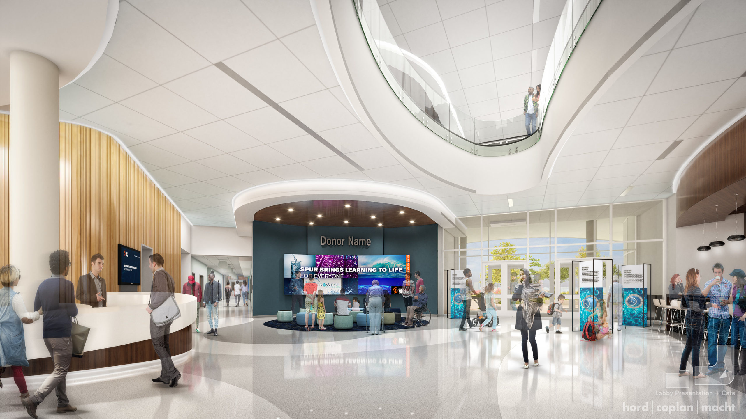 Rendering of the lobby for CSU Spur's Hydro building.