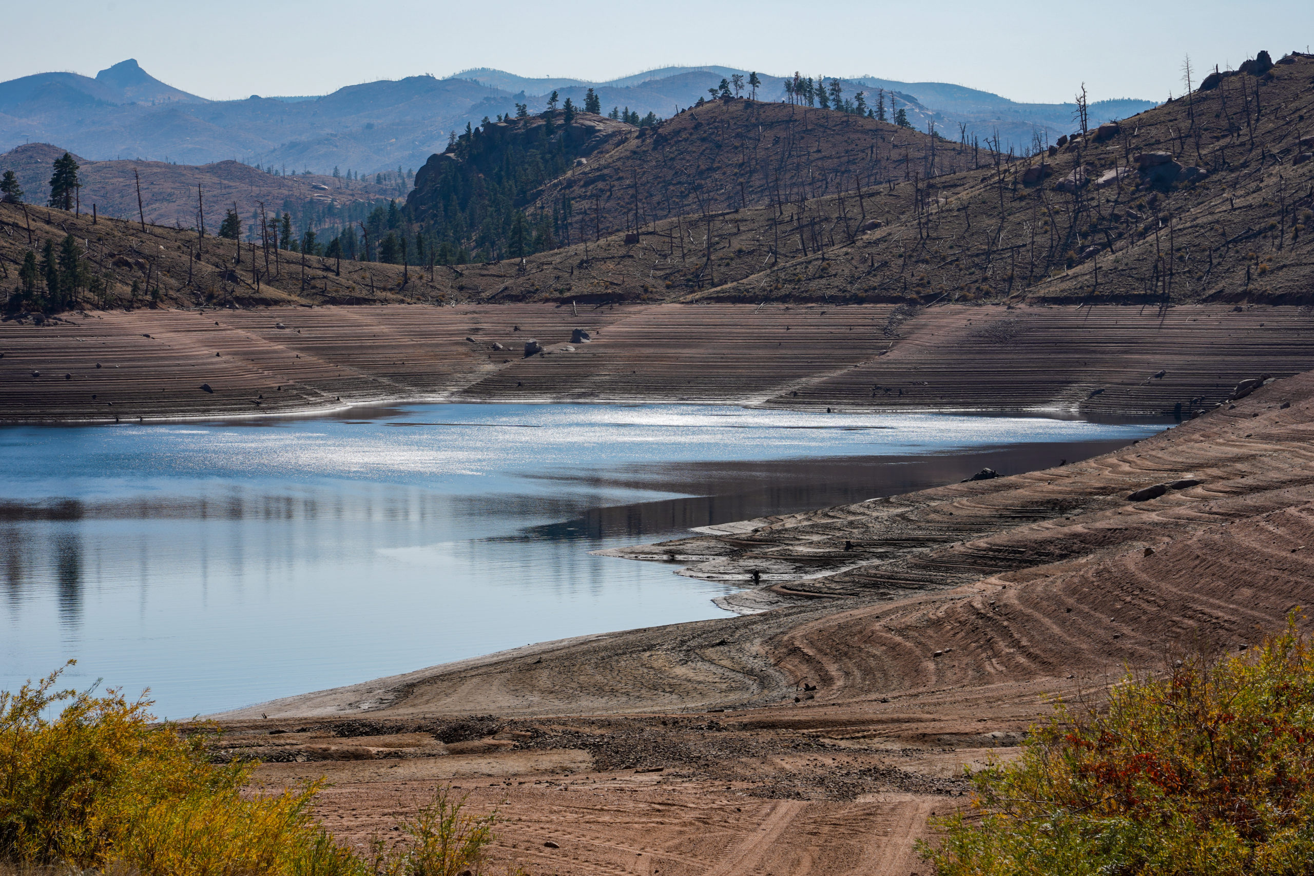 Cheesman Reservoir which straddles Douglass and Jefferson counties was at 46% of capacity in October 2020. The reservoir will need a strong runoff in 2021 to fill. Photo credit: Denver Water.