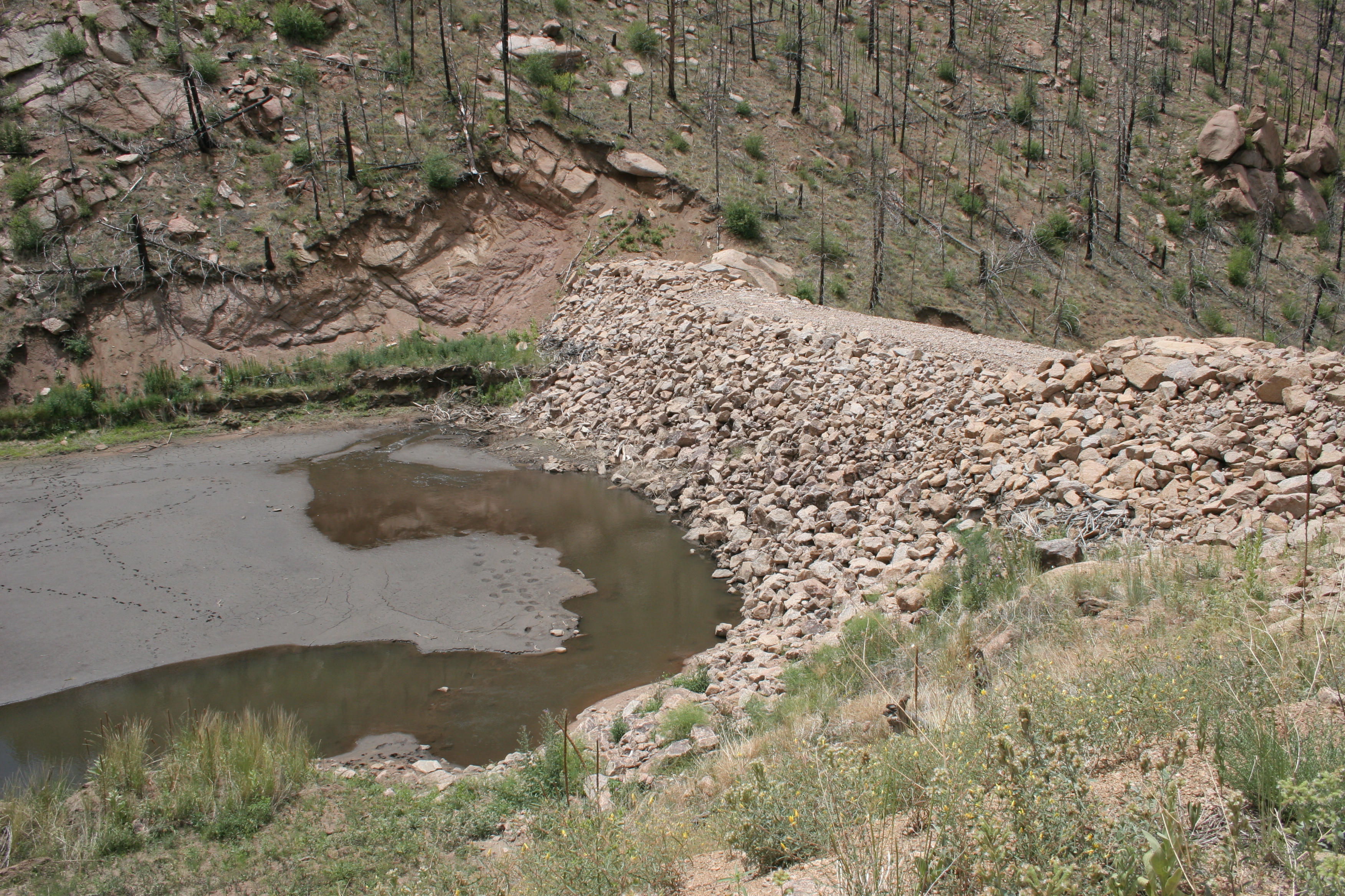 Following the Hayman Fire, Denver Water built large sediment traps to capture ash, sand and other debris from Turkey and Goose creeks, preventing that material from entering the reservoir.