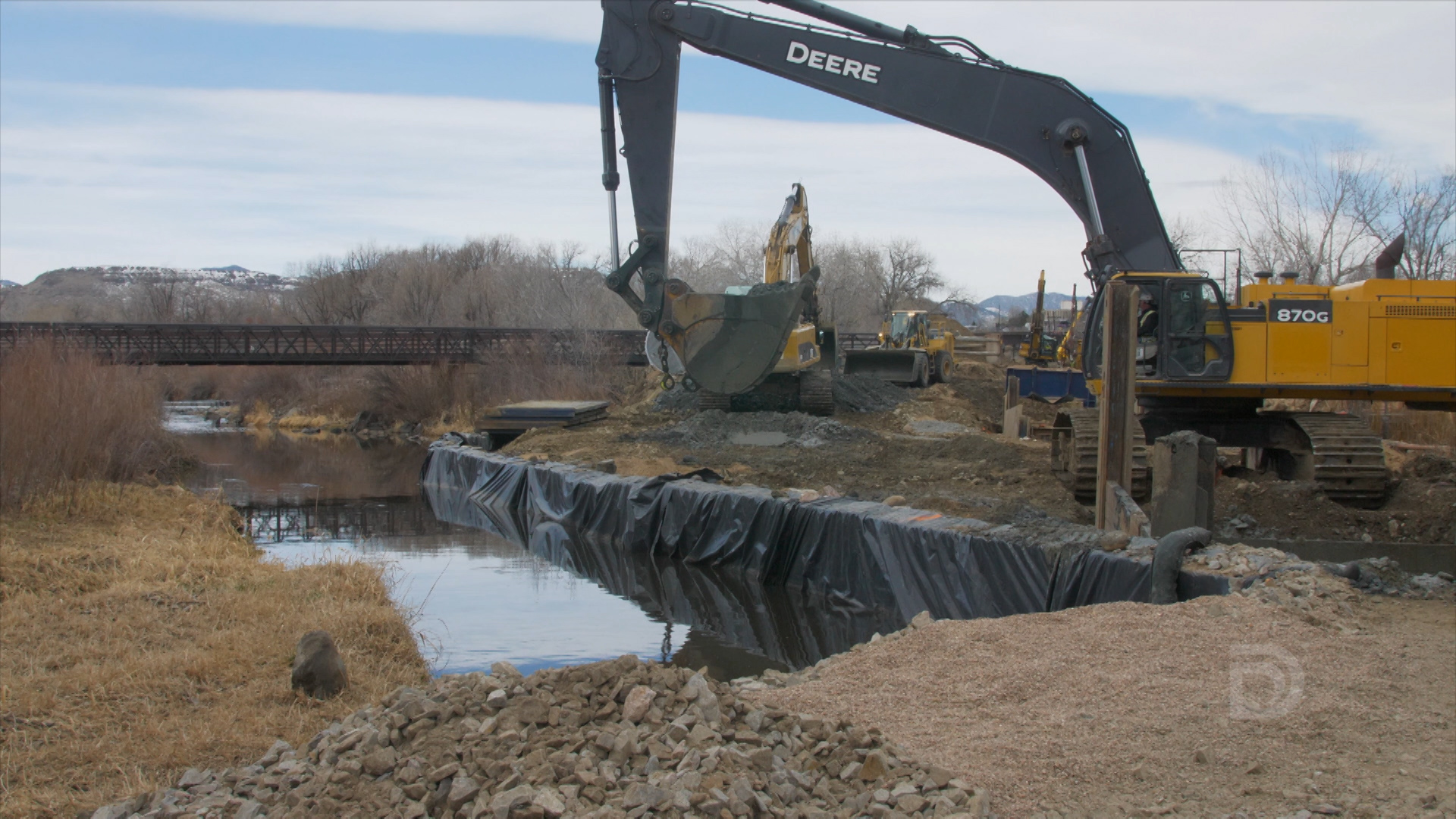Crews had to divert a section of Clear Creek to remove the old pipelines and install the new sections.