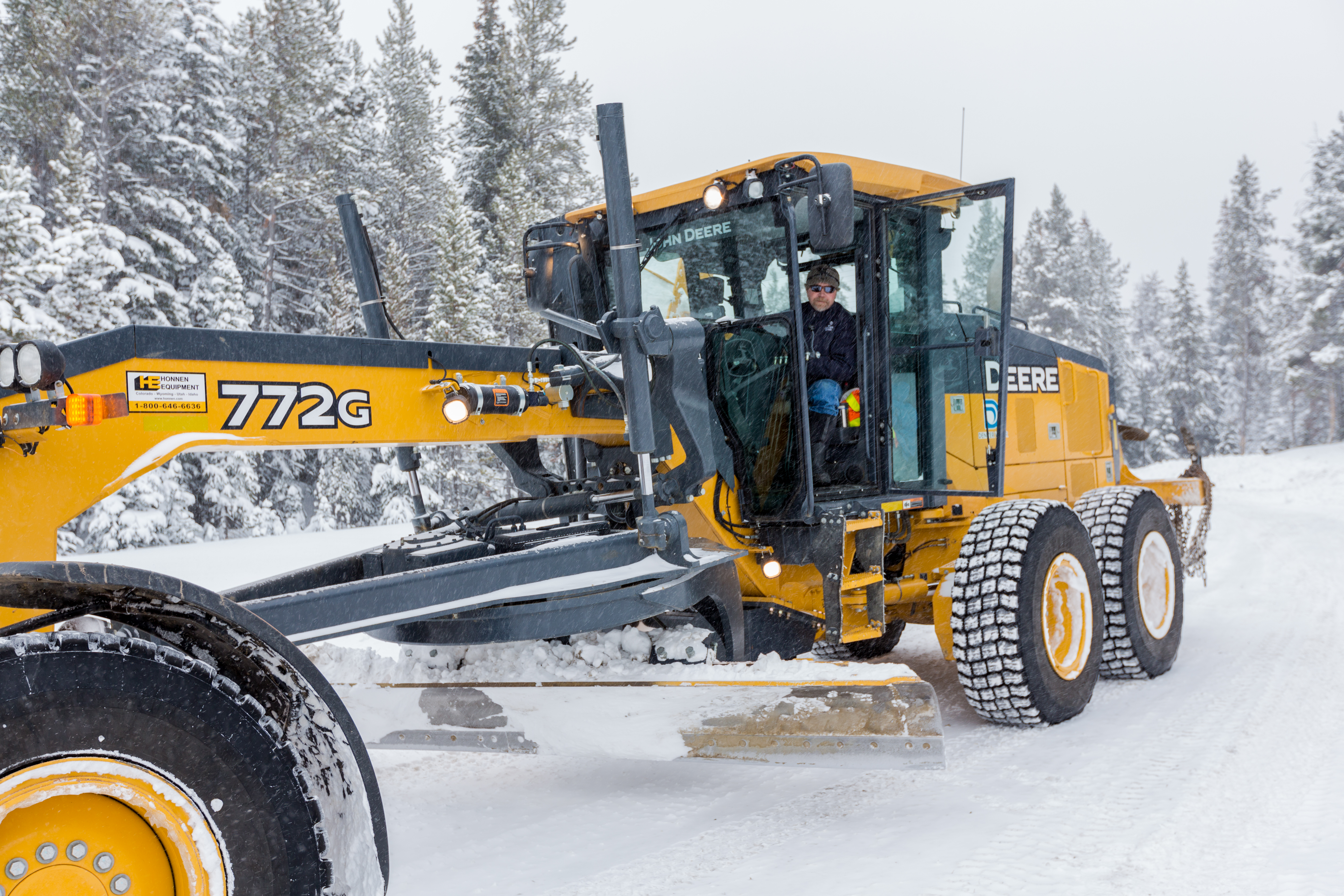 Rod Weimer plowing snow near Winter Park, Colo.