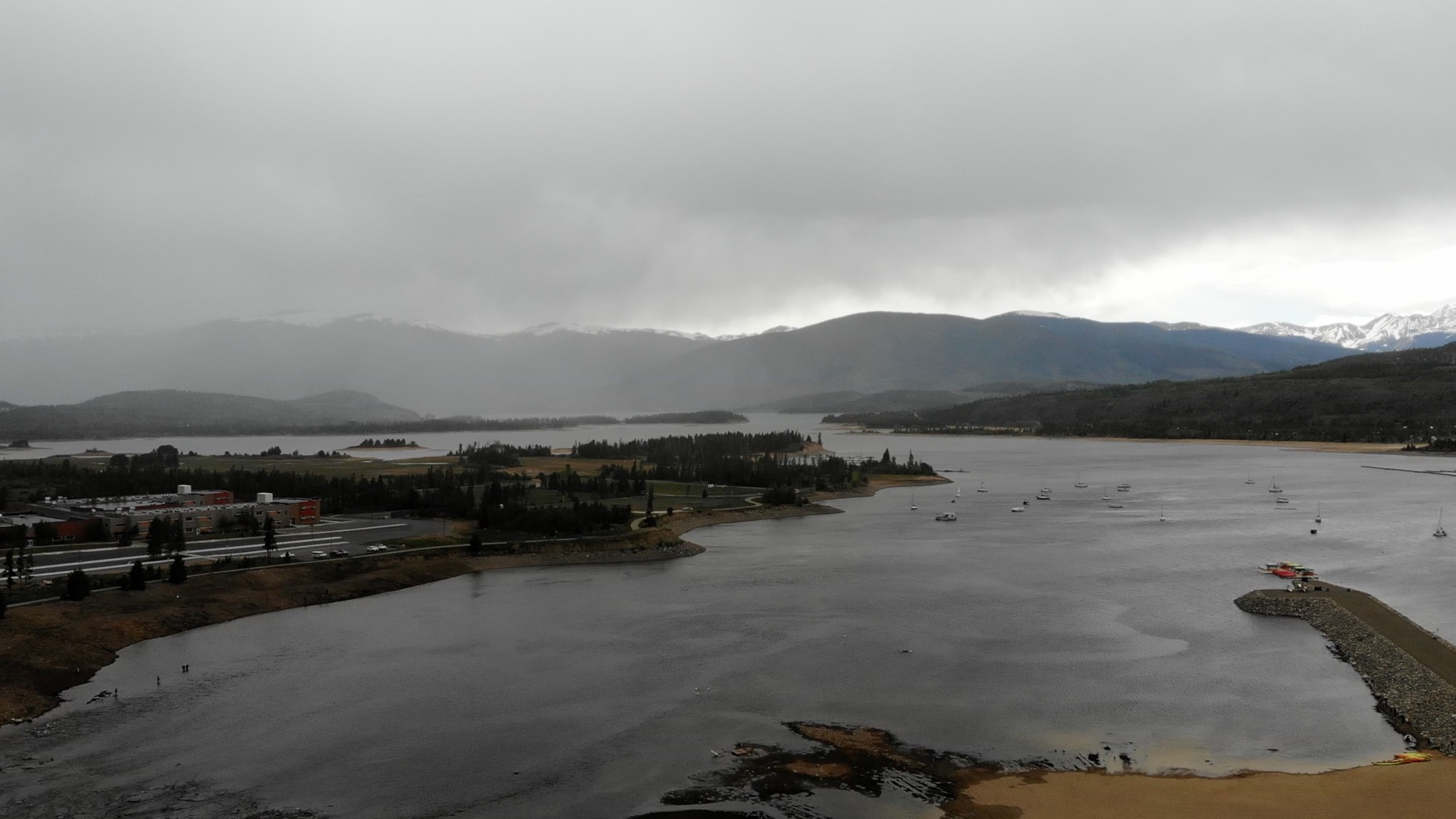 This picture shows Dillon Reservoir under cloudy skies.