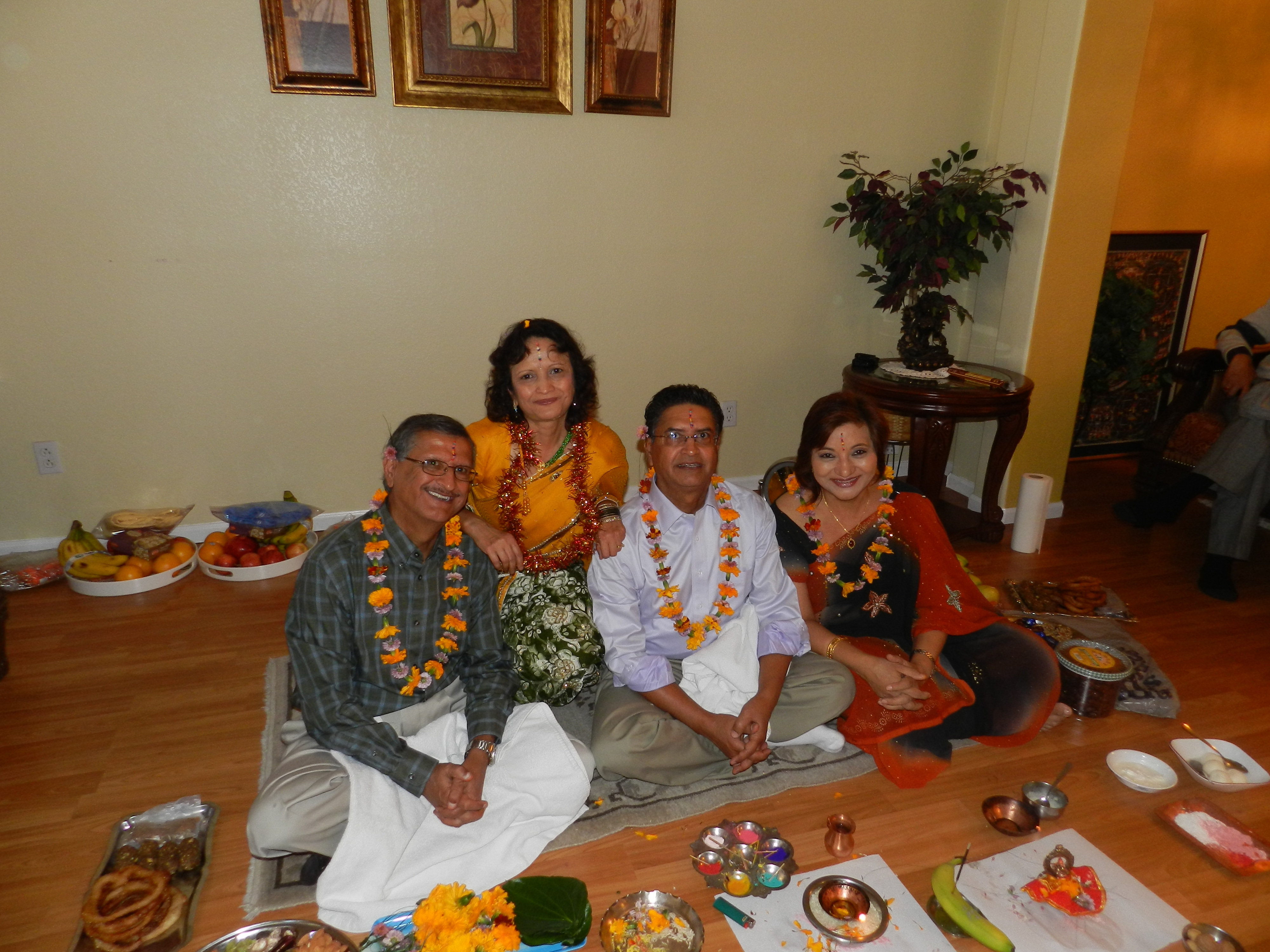 Usha Sharma with her brothers, Bijaya Kattel (left) and Bheem Kattel (right), and Bijaya’s wife Archana Kattel. Photo credit: Usha Sharma.