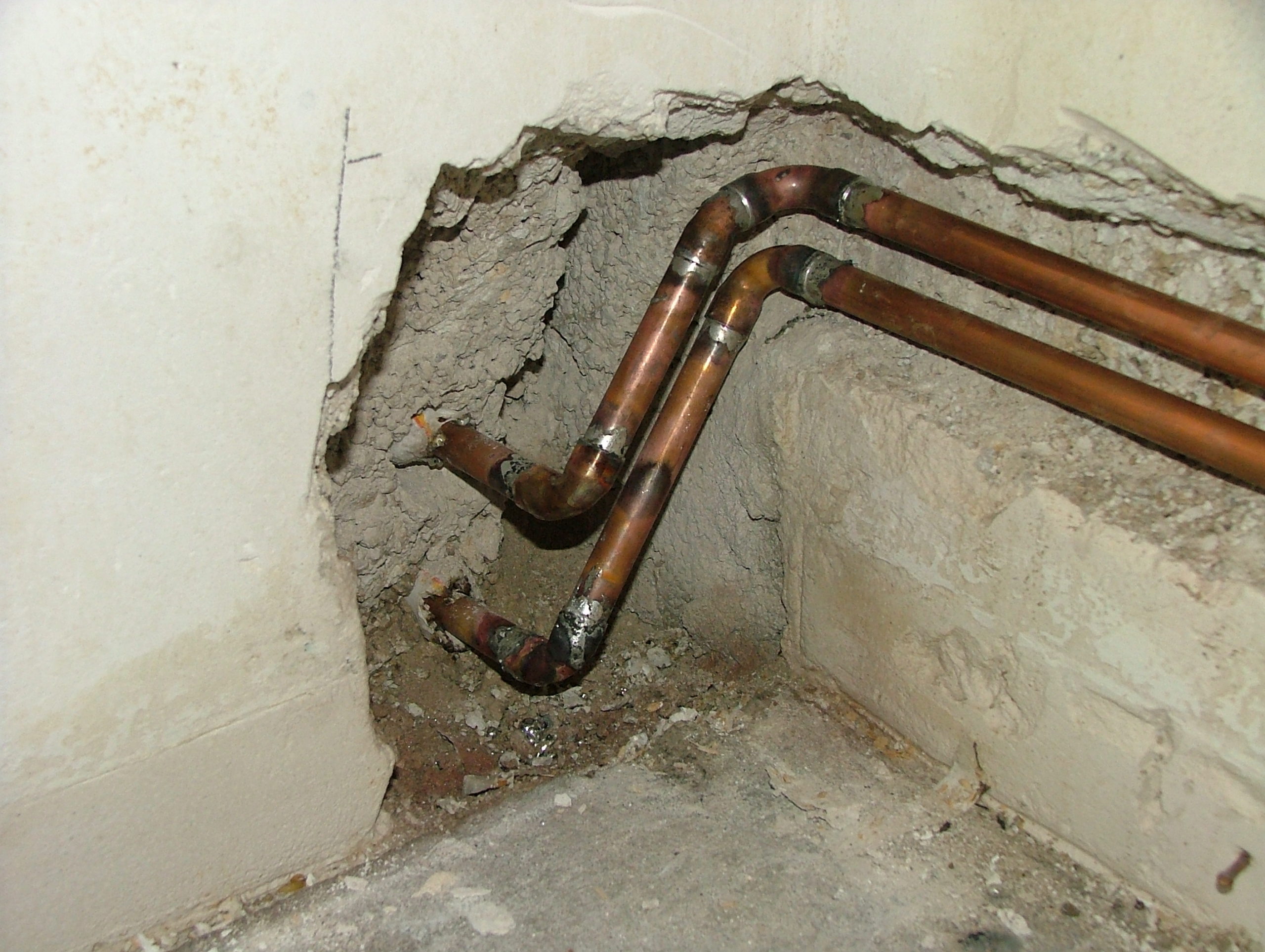 Until 1987, lead solder was commonly used to connect copper water pipes inside homes and buildings. Photo credit: Denver Water.