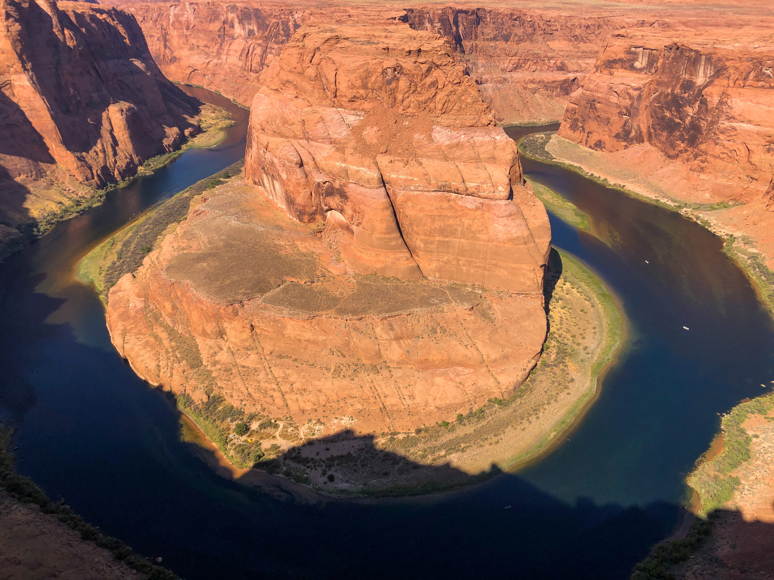 The Colorado River at Horseshoe Bend about 7 miles downstream of Lake Powell. The period between 2000 and 2019 marked the driest 20-year stretch in the Upper Colorado River Basin since Lake Powell opened. There were only four years in that timeframe during which there were above-average inflows into Lake Powell. Warming temperatures due to climate change have had a significant impact on reducing water flows on the Colorado River. Photo credit: Denver Water.