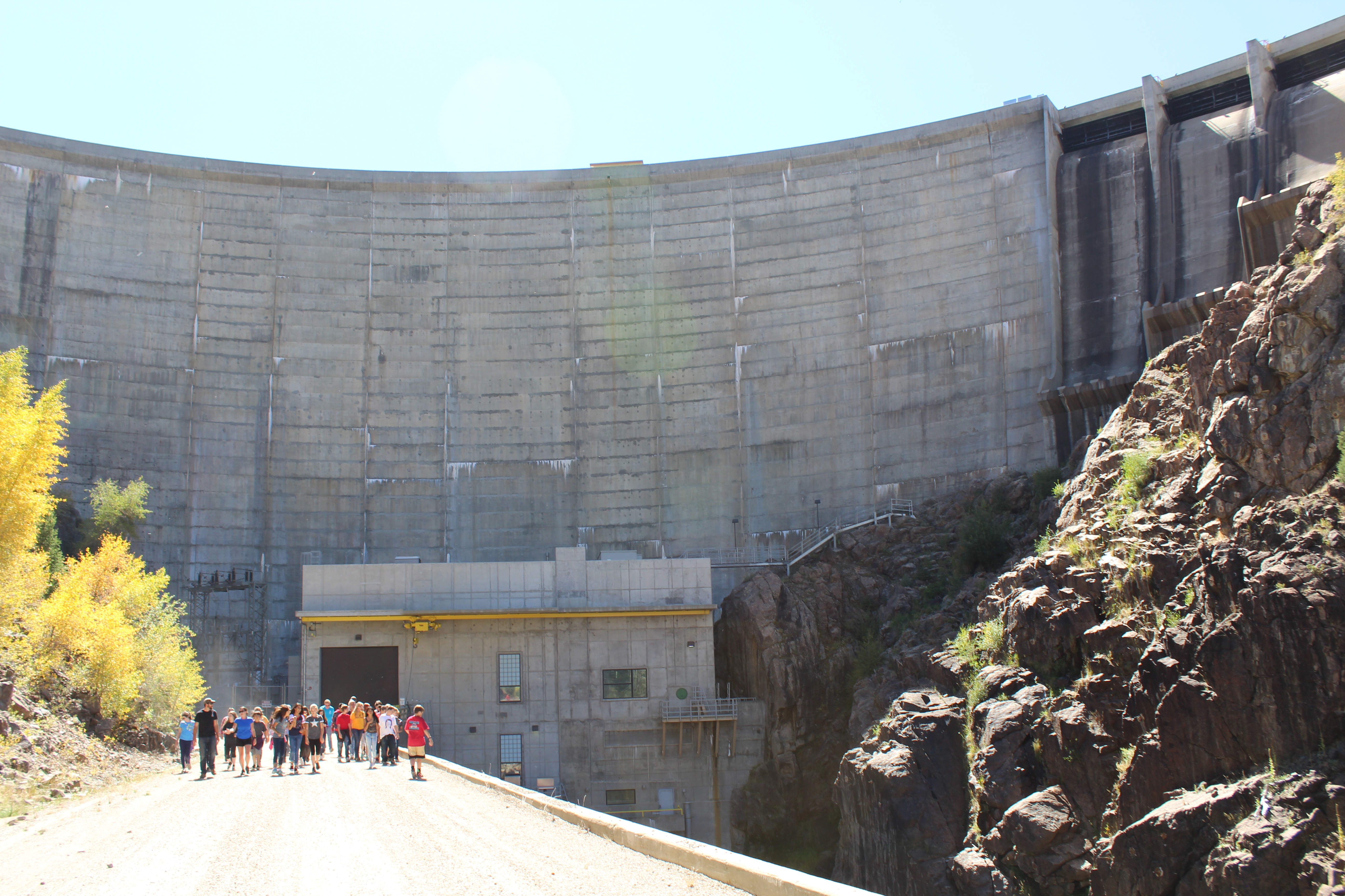 Seventh-graders from West Grand Middle School leaving a tour from inside Williams Fork dam.