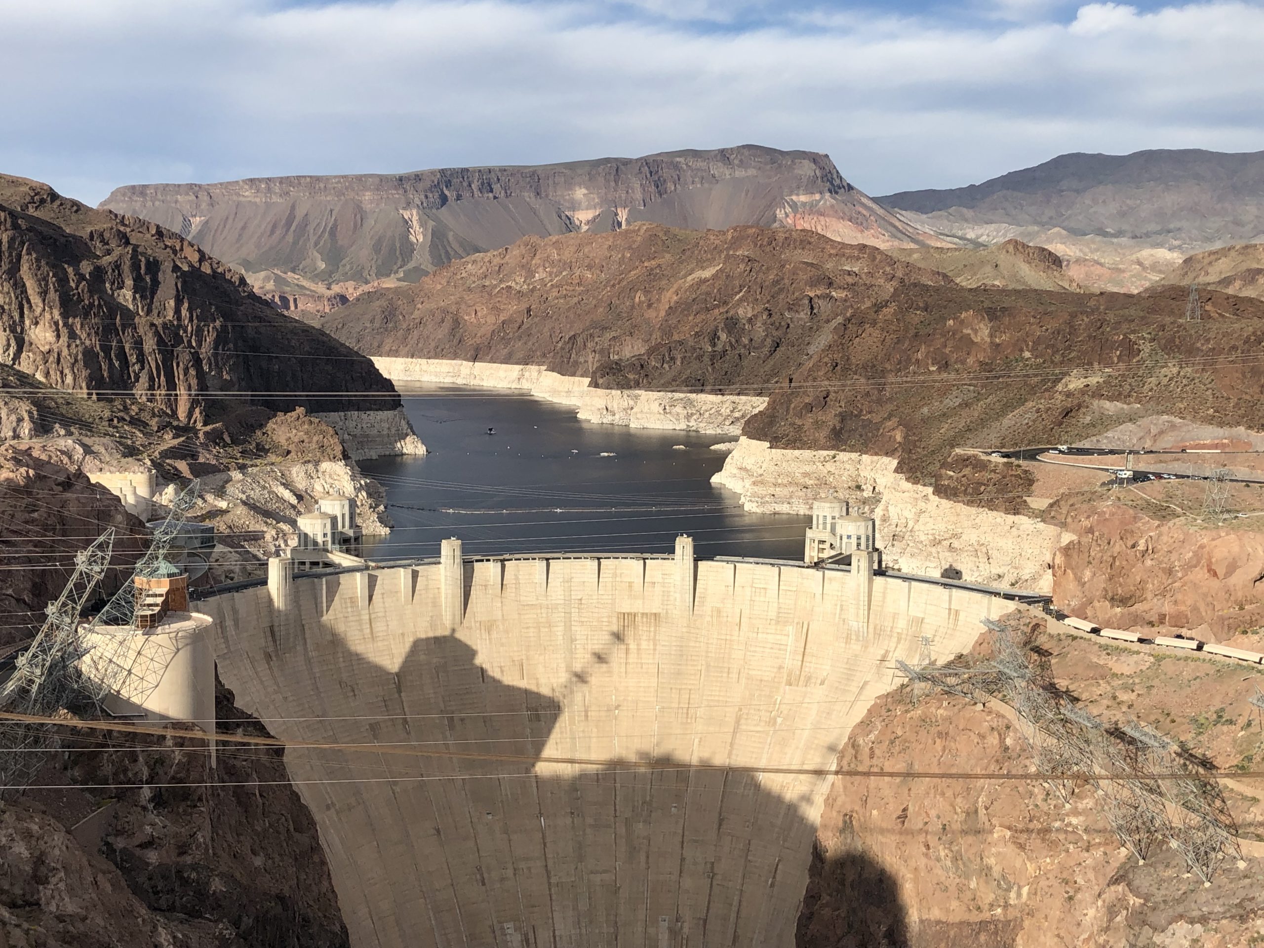 Hoover Dam and Lake Mead, near Las Vegas in April 2019. Lake Mead serves as a “bank account” for Arizona, California and Nevada to store Colorado River water. Lakes Mead and Powell are the first and second largest reservoirs in the U.S. respectively. They are managed by the U.S. Bureau of Reclamation. Photo credit: Denver Water.