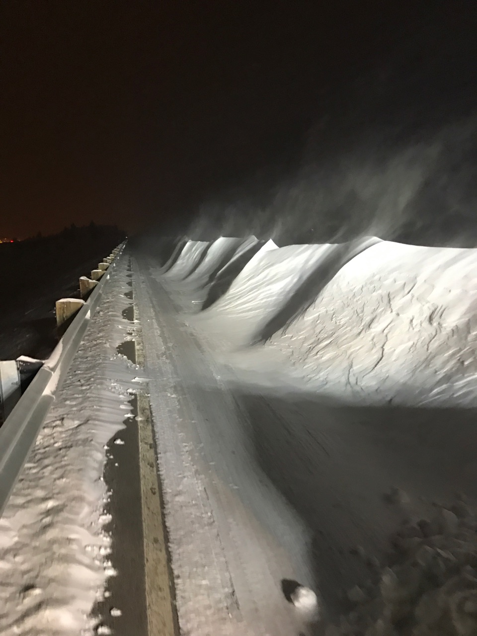 snow drift on Dillon Dam Road