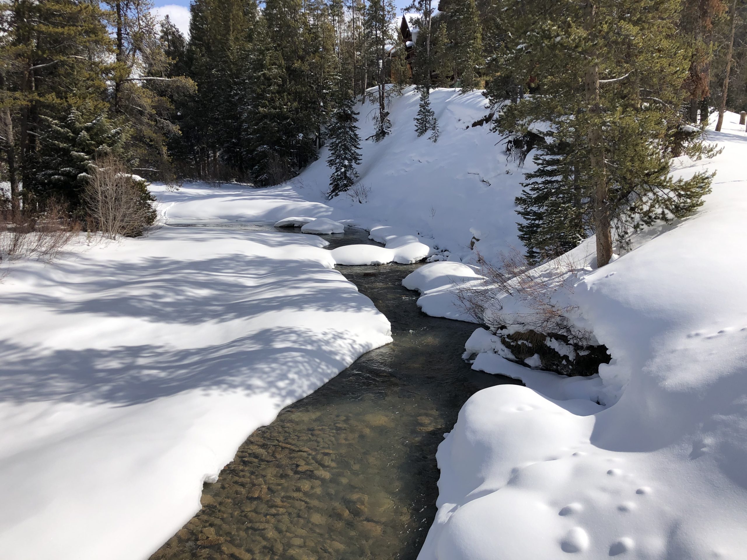 The Snake River in Keystone on Feb. 19, 2020. The river is a tributary of the Blue River which supplies Dillon Reservoir in Summit County. Photo credit: Denver Water.