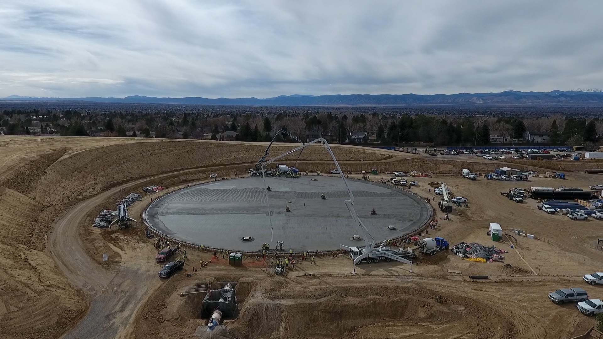 125 construction workers helped pour the concrete foundation for a new water storage tank at the Hillcrest site on Feb. 18, 2017.