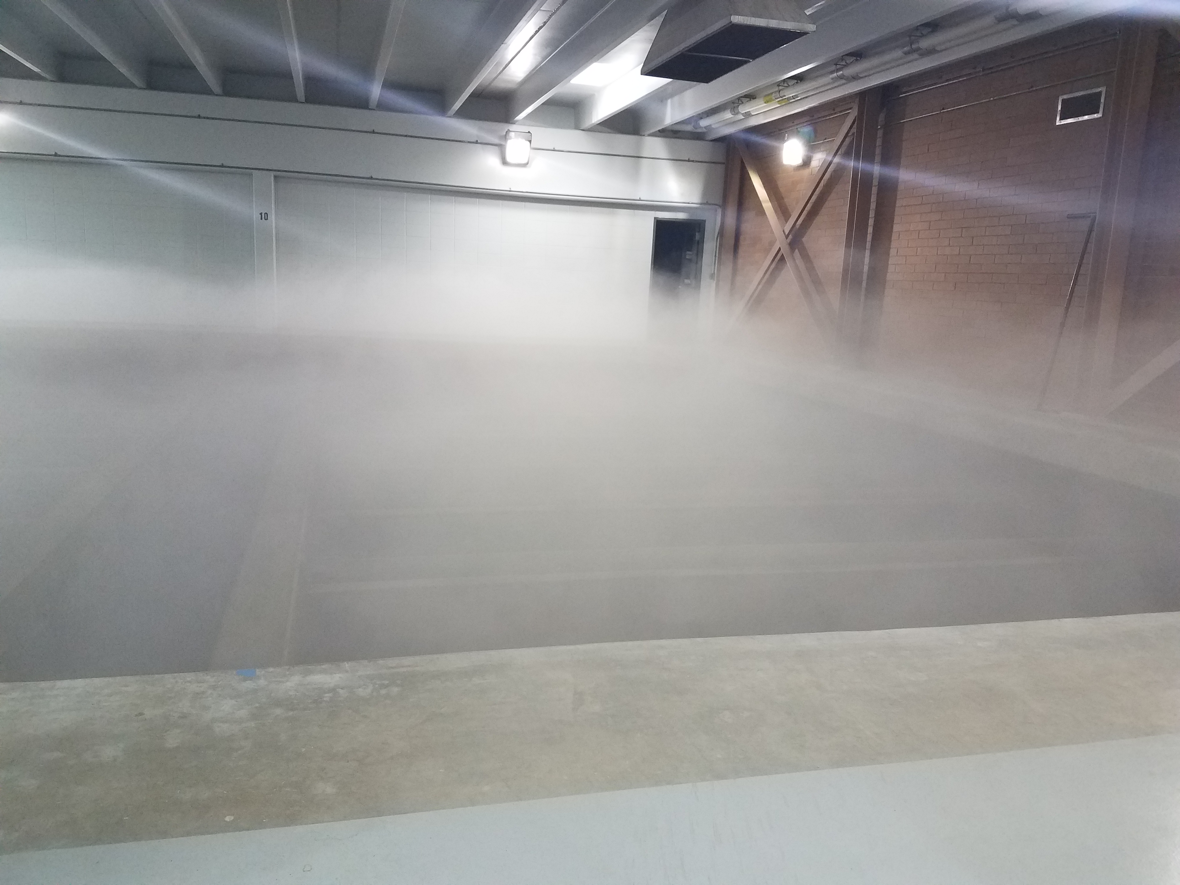 Mist rising off one of the treatment beds, where water is filtered through tiny pieces of sand and anthracite coal, at the Marston Treatment Plant, one of Denver Water’s three drinking water treatment facilities.