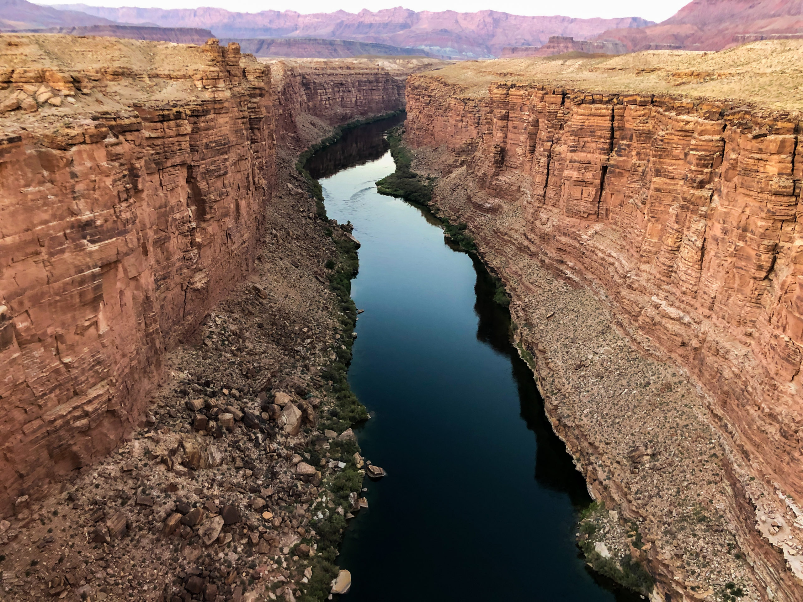 A tranquil stretch of the Colorado River near the Navajo Bridge in Marble Canyon, Arizona. The river supplies water to 40 million people across seven western states and is used to irrigate 5.5 million acres of land for agricultural uses. Photo credit: Denver Water.