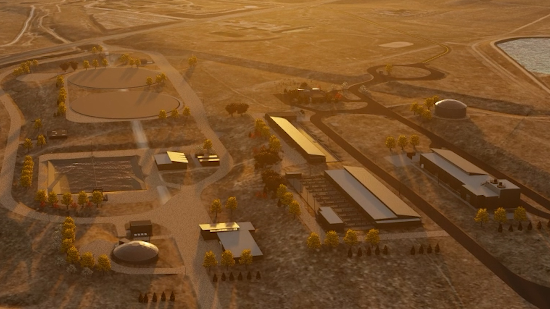 A November 2018 rendering of the Northwater Treatment Plant showing the various buildings on the campus.