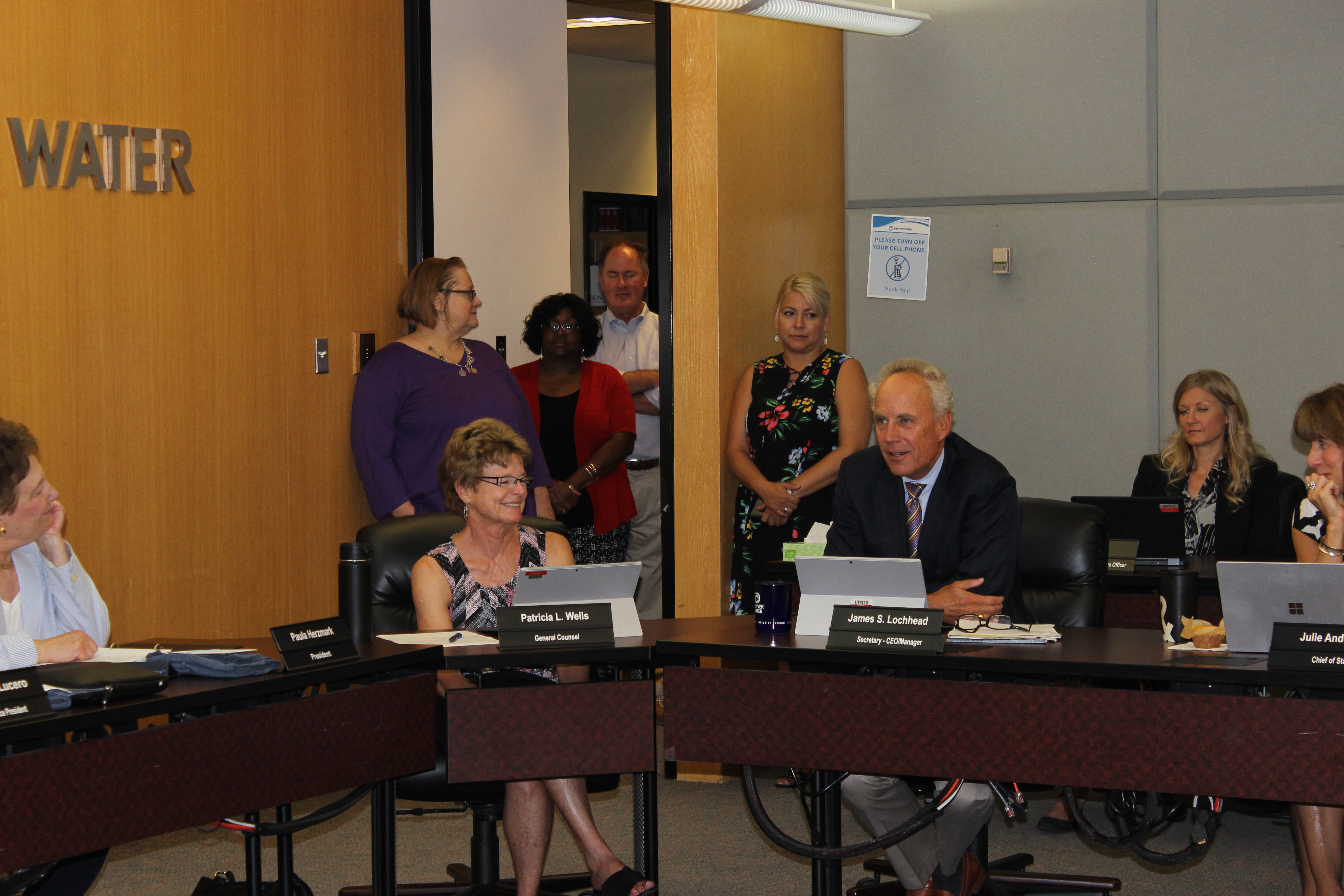Patti Wells, who is retiring from her post as Denver Water’s general counsel, and Jim Lochhead, CEO of Denver Water.