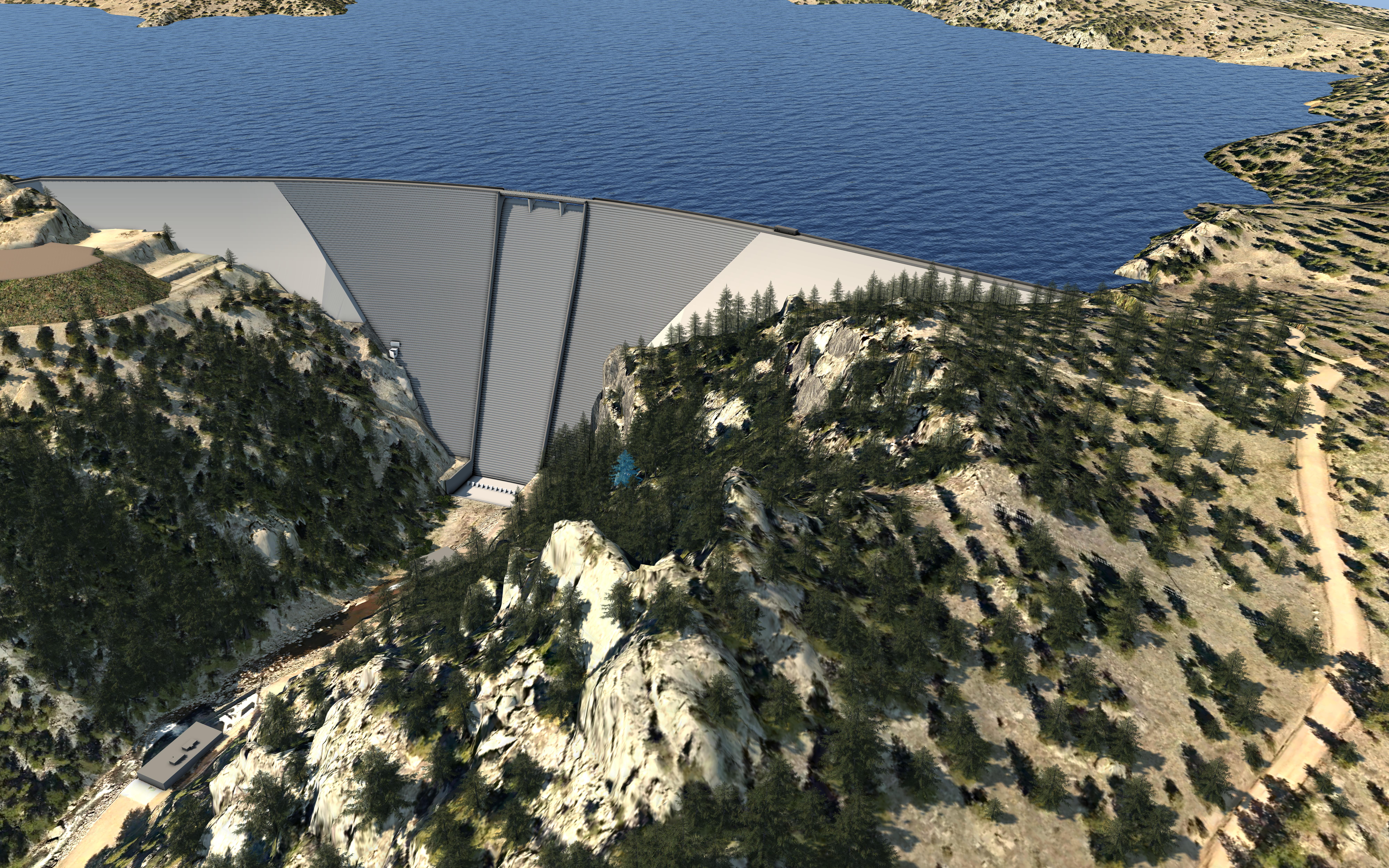 This photo shows a computer rendering of a dam.