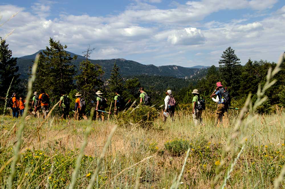 Teens from Teens, Inc. performing trail maintenance, weeding and clean-up around Gross Reservoir in Boulder County.