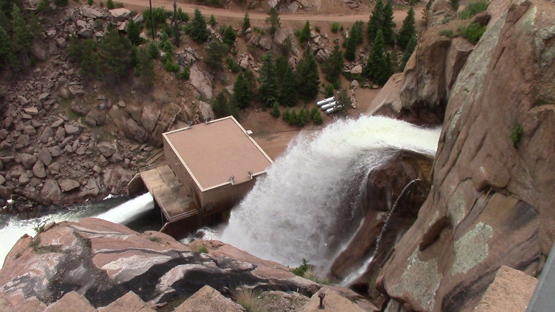 The mid-level jet valve serves as a backup water release and helps fine tune river temperatures below Cheesman Dam.