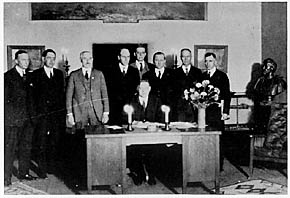 Herbert Hoover presides over the signing of the Colorado River Compact