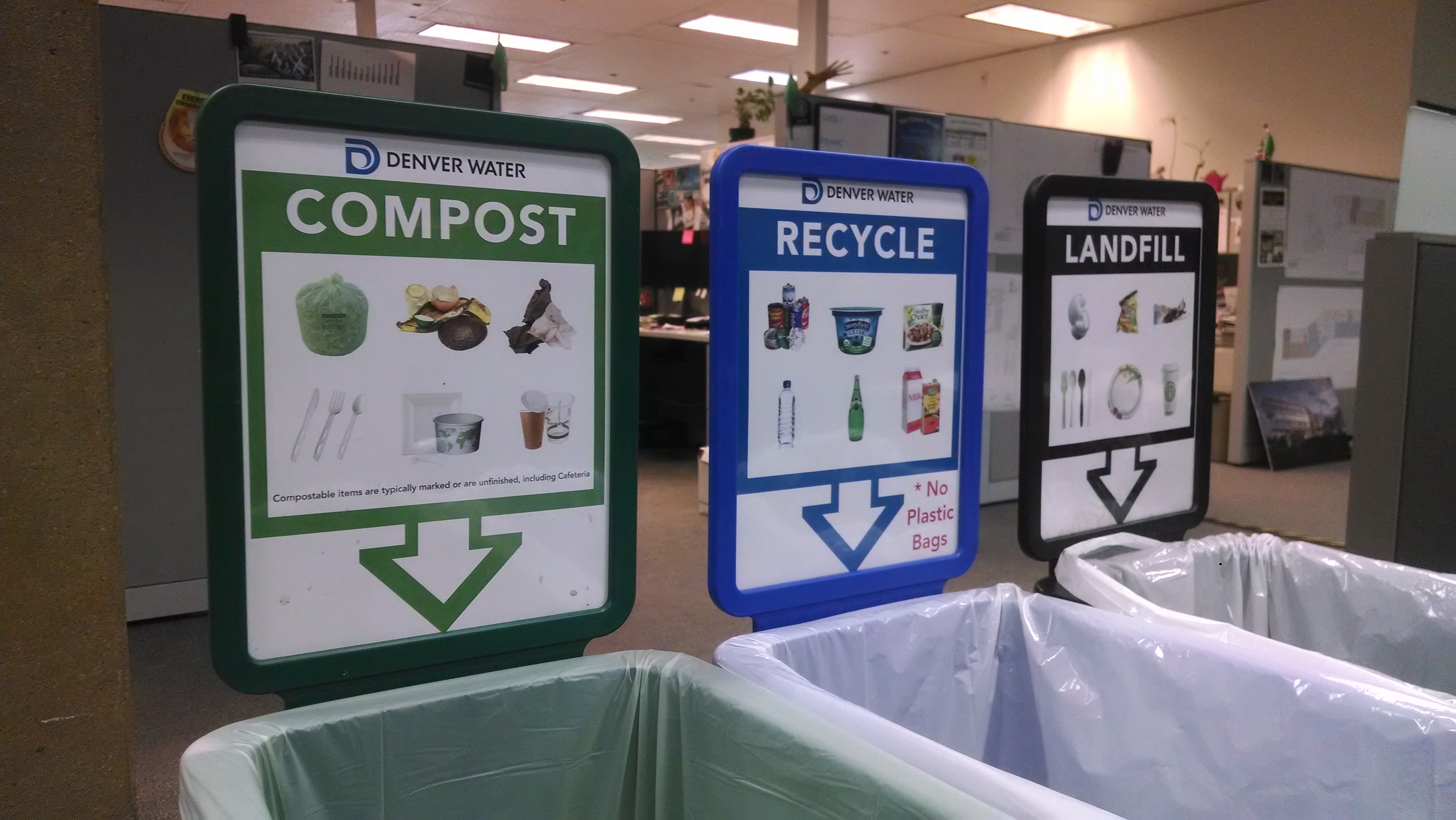 Not all trash is the same. Denver Water employees can sort their trash for composting, recycling or the landfill.