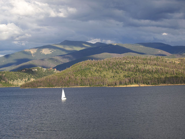 A sailboat on Dillon Reservoir.