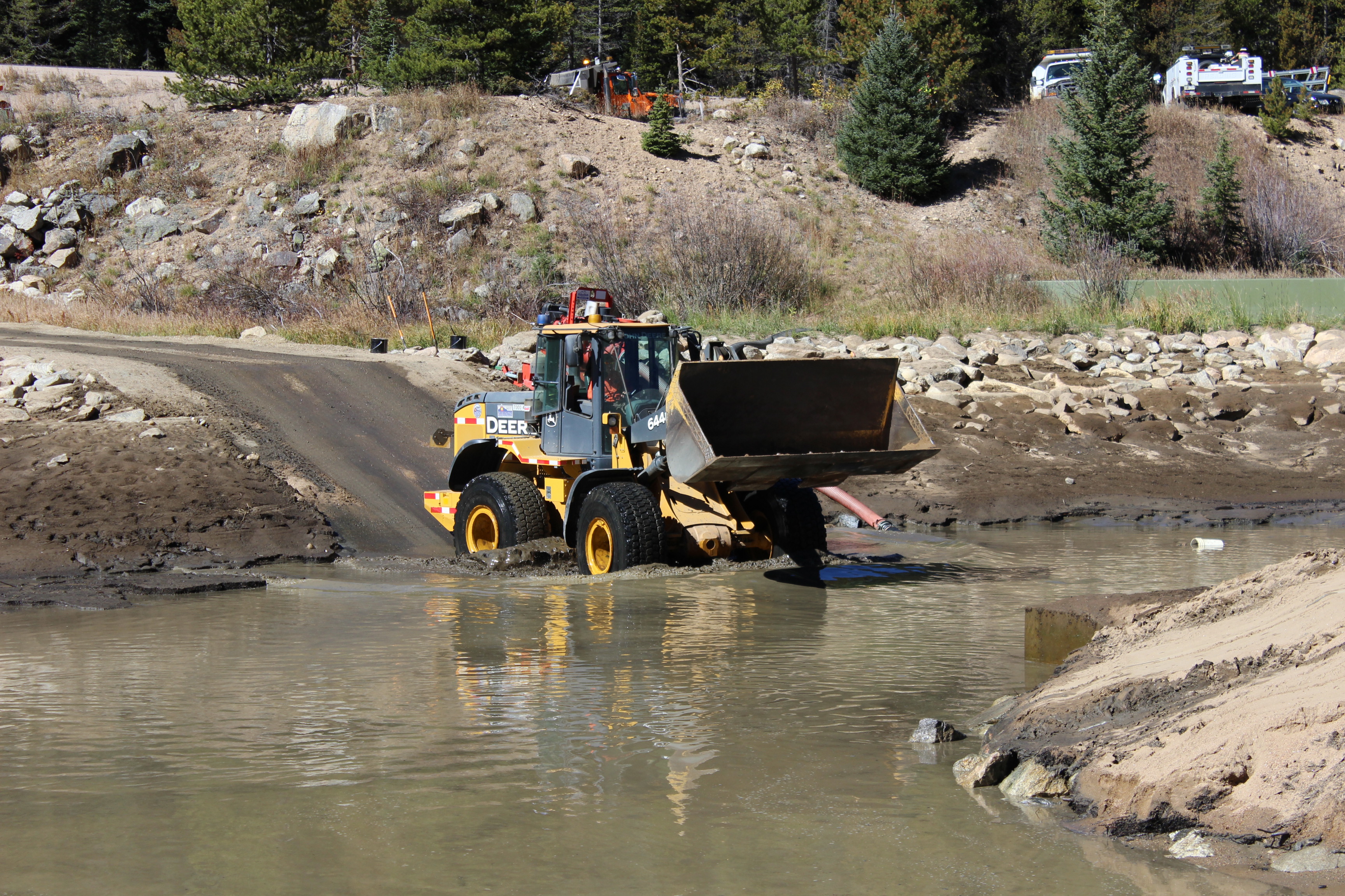 CDOT crews scooped 520 tons of sediment out of Denver Water's settling pond near Winter Park Ski Resort.