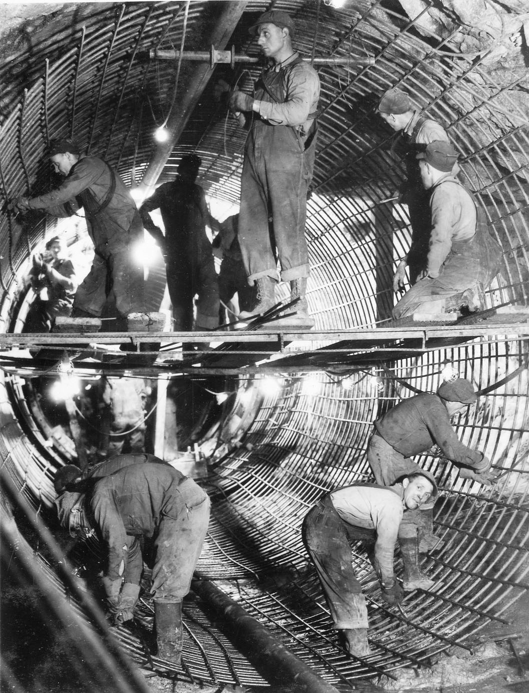 Workers build the Moffat Tunnel in the 1920s.
