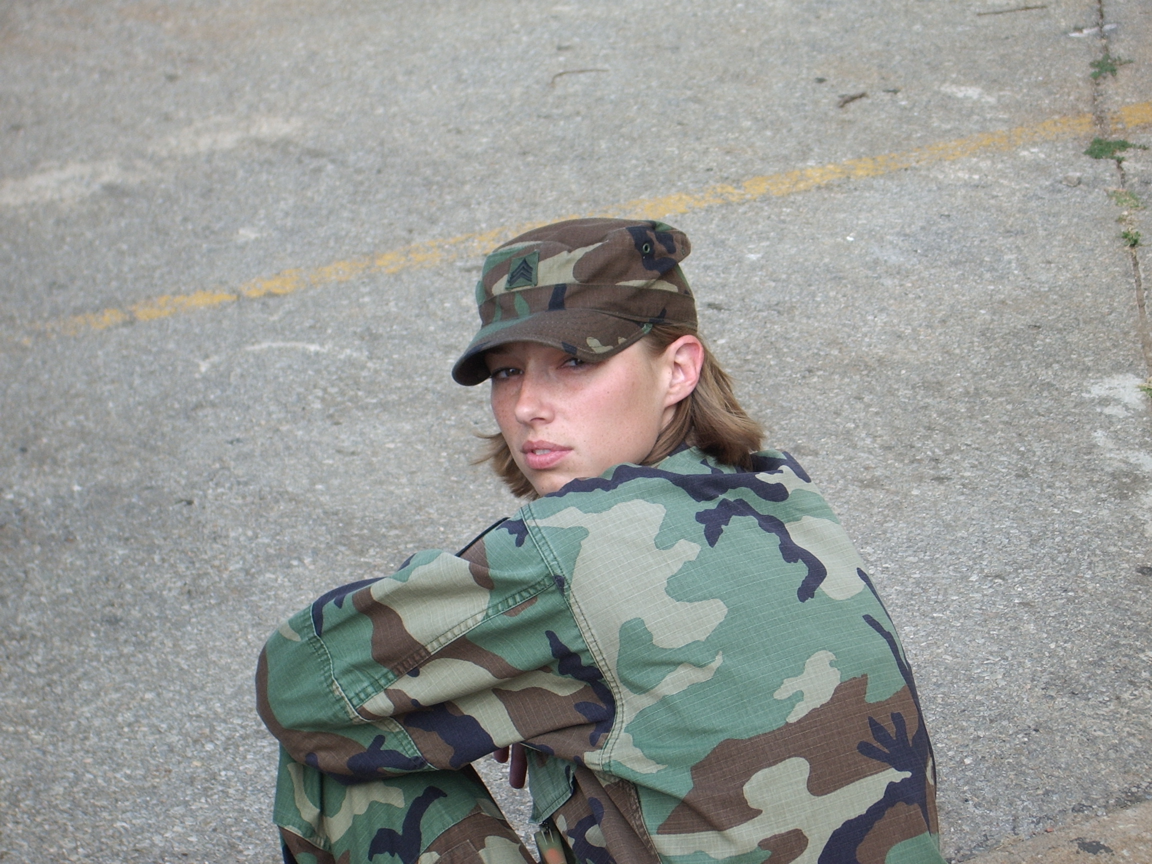 This photo shows a woman in military clothing.